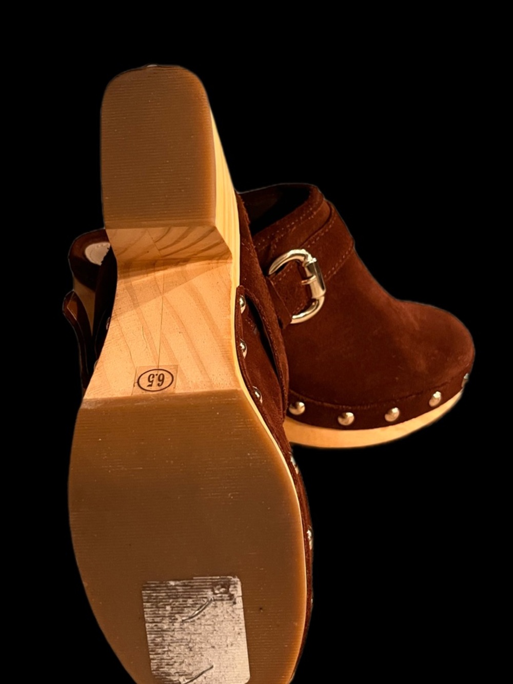Steve Madden Hilde Suede Wooden Platform Clog Size 6.5 - Picture 8 of 13